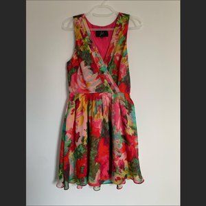Jack. multi-colored floral mini dress.
